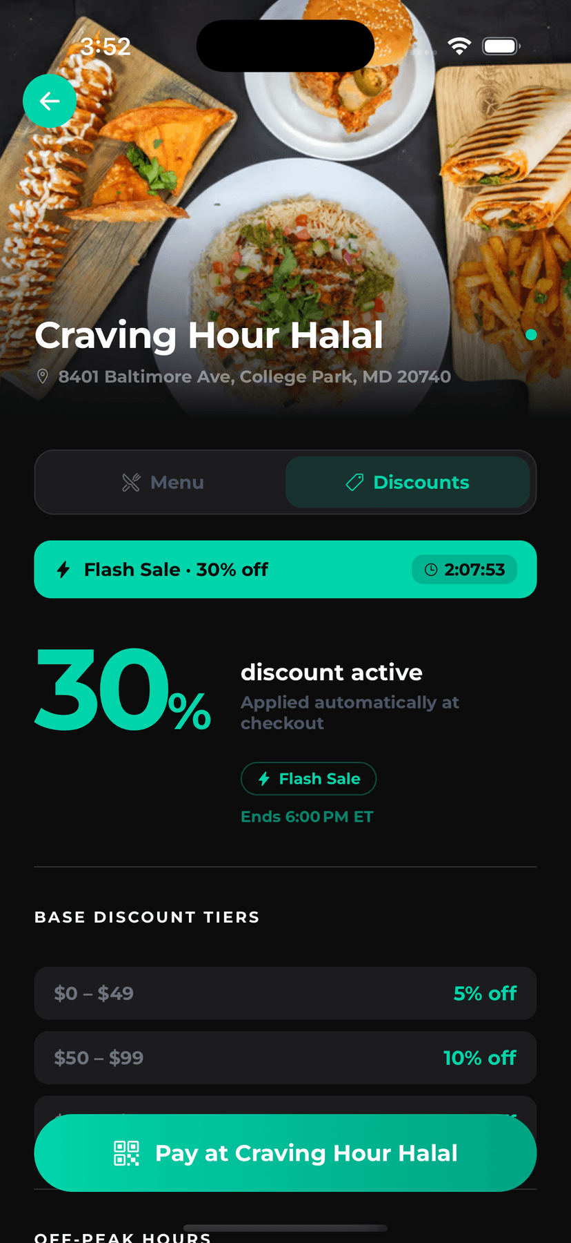 Merchant location with active discount